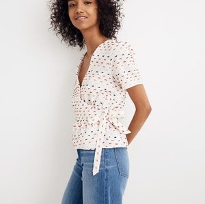 Madewell Ruffle-Hem Wrap Top in Clipdot